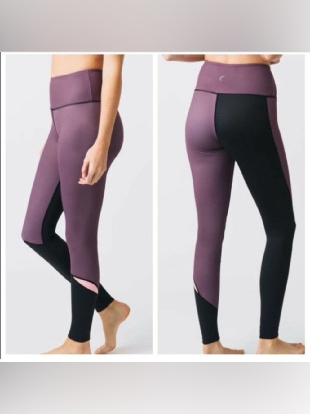 Zyia Active Joker Light n Tight Leggings Women’s Size 2 Purple Black Color Block
